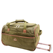 Wheeled Holdall 21" Medium Green Faux Leather Travel Duffle Bag Norge