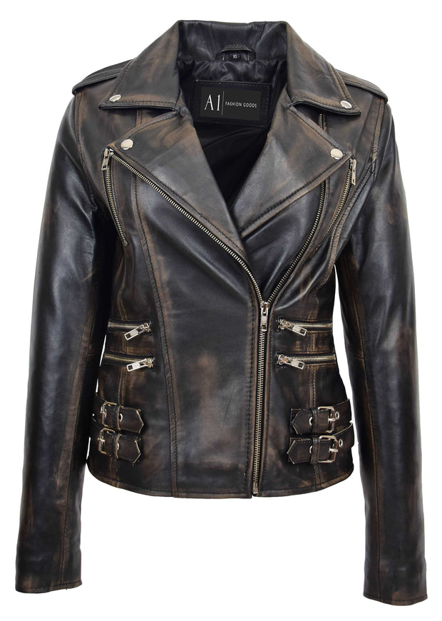 Womens Trendy Biker Leather Jacket Beyonce Rub Off