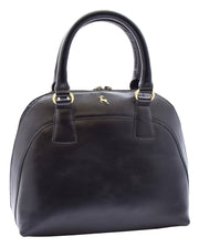 Womens Cowhide Leather Handbag Doctor-style Hobo Bag Ellie Black