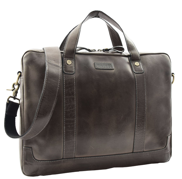 Real Soft Leather Satchel Vintage Black Briefcase Business Office Bag Rio 4