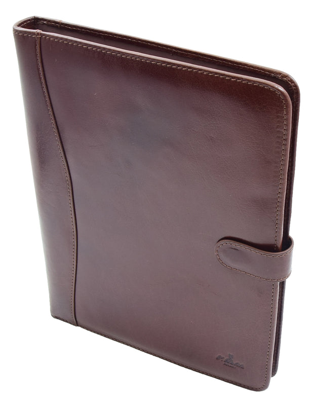 Italian Leather Conference Folder Brown A4 Writing Pad Underarm Bag Enzo