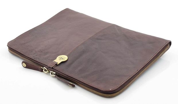 Distressed Brown Leather Folio Case iPad Cover A4 Document Underarm Bag Nester