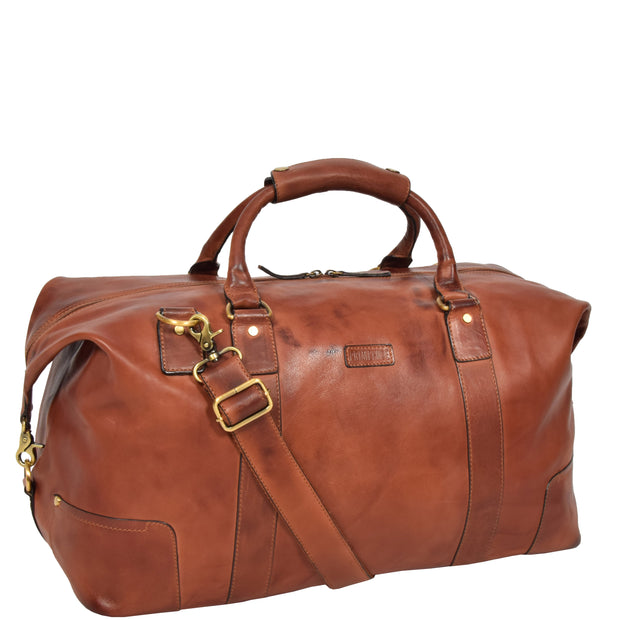 Genuine Leather Holdall Vintage Tan Travel Weekend Duffle Bag Rome