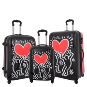 Tough Hard Shell Suitcase Big Heart 4 Wheel Luggage TSA Lock Bags