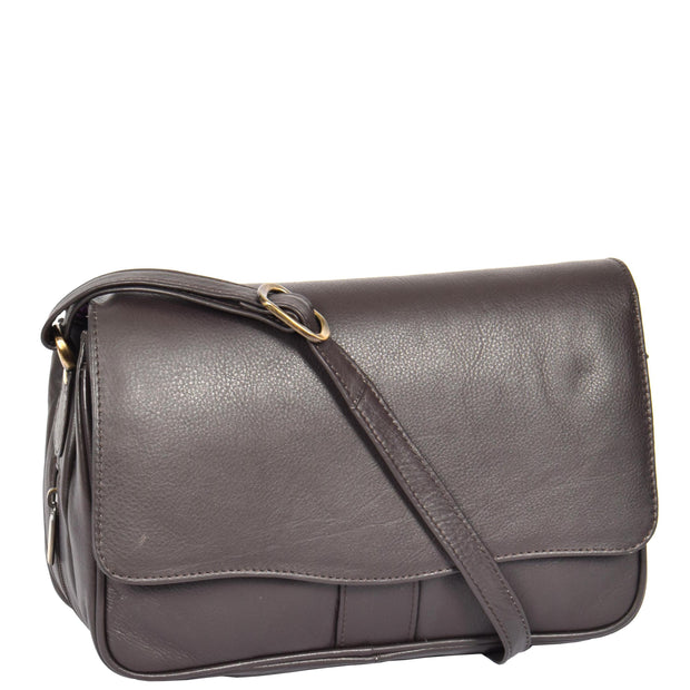 Womens Brown Leather Shoulder Messenger Handbag Ada