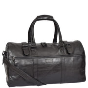 Black Luxury Leather Holdall Travel Duffle Weekend Cabin Bag Targa