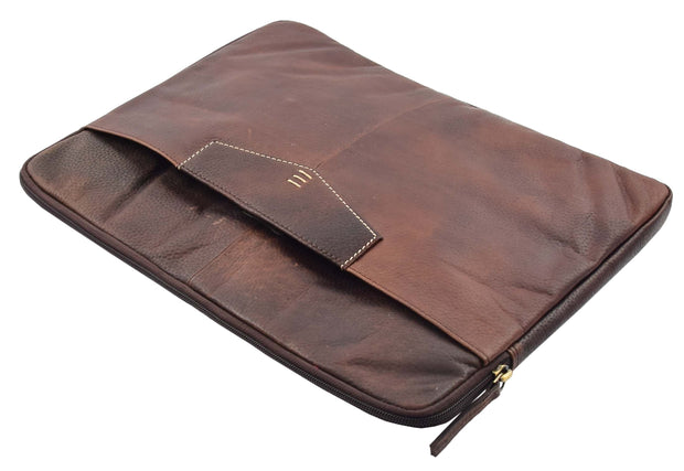 Distressed Brown Leather Folio Case iPad Files A4 Document Large Underarm Bag Archie