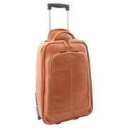 Wheeled Cabin Suitcase Real Tan Leather Luggage Travel Bag Carlos