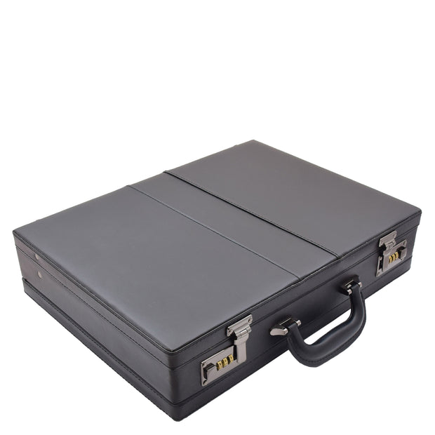 Black Faux Leather Attaché Case Classic Briefcase Hand Carry Business Bag AP57