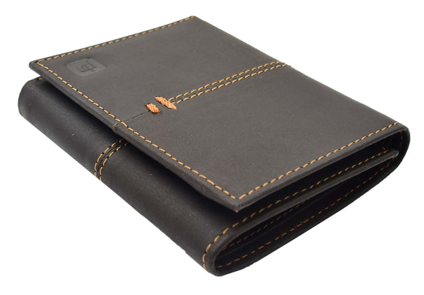 Mens Brown Hunter Leather Wallet Trifold RFID Safe ID Credit Cards Banknotes Boxed Blake