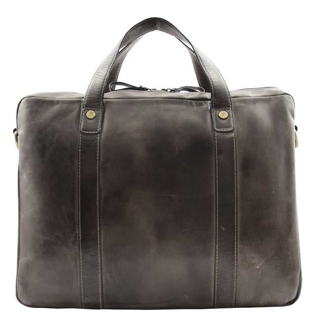 Real Soft Leather Satchel Vintage Black Briefcase Business Office Bag Rio 1