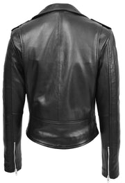 Womens Authentic Soft Leather Biker Jacket Slim Fit Black Jessie 1