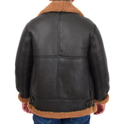 Genuine Sheepskin Flying Jacket For Men B3 Bomber Shearling Coat Thunder Brown/Ginger Back