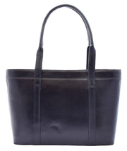 Womens Genuine Cowhide Leather Shoulder Bag Large Shopper Handbag Mazie Navy