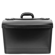 Black Leather Pilot Case Large Briefcase Professionals Hand Carry Bag 1