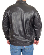 Mens Leather Harrington Jacket Classic Raglan Sleeves Blouson G-9 Dustin Black 1