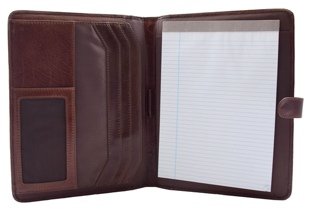 Italian Leather Conference Folder Brown A4 Writing Pad Underarm Bag Enzo 1
