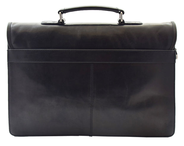 Mens Slimline Leather Briefcase Shoulder Office Bag A477 Black 1