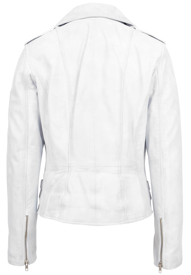 Womens Trendy Biker Leather Jacket Beyonce White Vintage 1