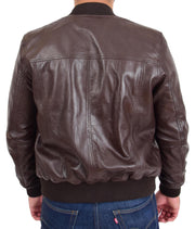 Mens Genuine Leather Bomber Jacket Jaxson Brown