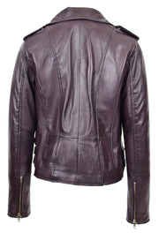 Womens Trendy Biker Leather Jacket Beyonce Purple