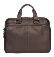 Mens Briefcase Genuine Soft Brown Leather Laptop Business Organiser Bag Pompeii 1