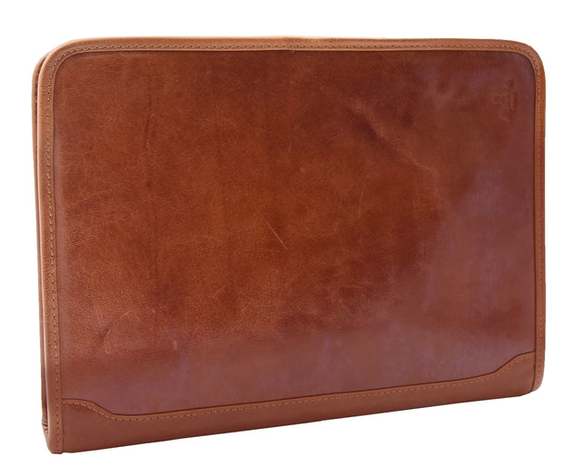 Real Leather Folio Underarm Bag Cognac Ring Binder A4 Pad - Arturo 3