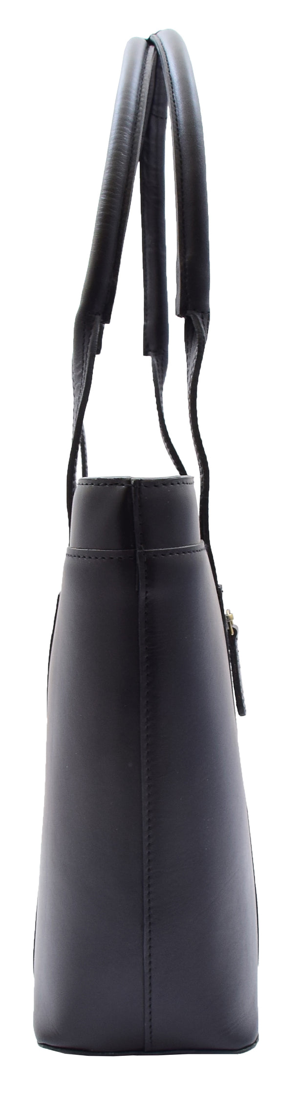 Womens Genuine Cowhide Leather Shoulder Bag Large Shopper Handbag Mazie Black