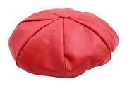 Womens Soft Leather Baker-boy Cap Classic Headwear Lucia Red