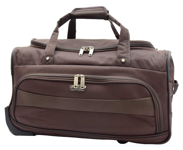 Travel Duffle Bag Lightweight Wheeled Holdall Weekend Cabin Bag Darwin Brown
