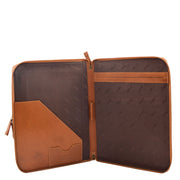 Real Tan Leather Folio Case A4 Document Underarm Conference Bag Ben Open 1