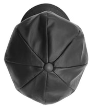 Womens Soft Leather Baker-boy Cap Classic Headwear Lucia Black