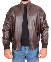 Mens Leather Harrington Jacket Classic Raglan Sleeves Blouson G-9 Dustin Brown