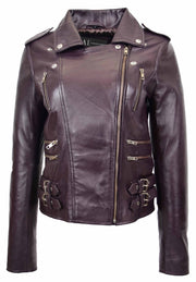 Womens Trendy Biker Leather Jacket Beyonce Purple