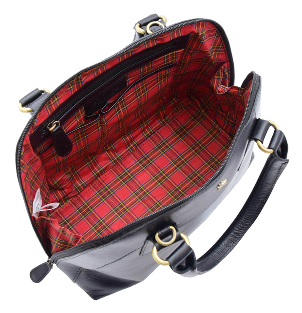 Womens Cowhide Leather Handbag Doctor-style Hobo Bag Ellie Black