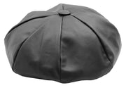 Womens Soft Leather Baker-boy Cap Classic Headwear Lucia Black