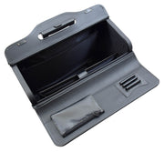 Wheeled Black Leather Pilot Case Business Reps Doctors Briefcase Cabin Bag AP16