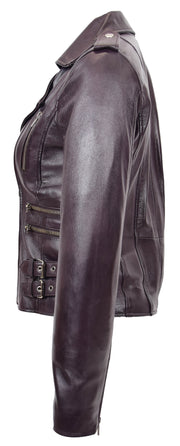 Womens Trendy Biker Leather Jacket Beyonce Purple