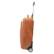 Wheeled Cabin Suitcase Real Tan Leather Luggage Travel Bag Carlos Side
