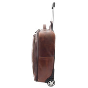 Wheeled Cabin Suitcase Real Brown Leather Luggage Travel Bag Carlos Side
