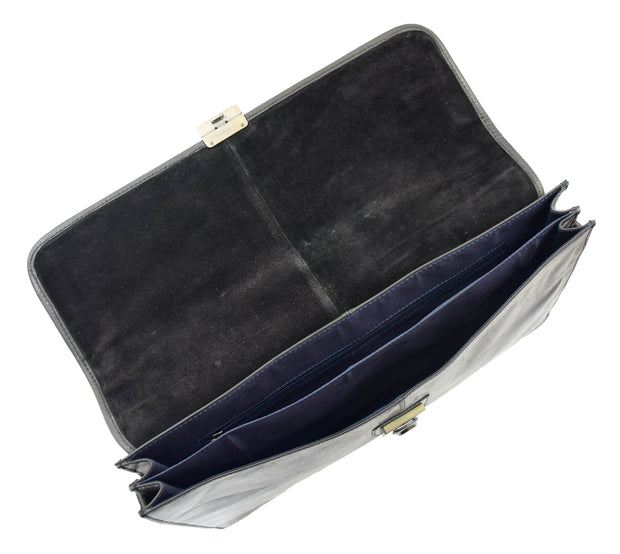 Mens Slimline Leather Briefcase Shoulder Office Bag A477 Black 3