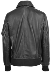 Womens Leather Bomber Jacket Black Removable Sheepskin Collar Fitted Varsity Dolly3