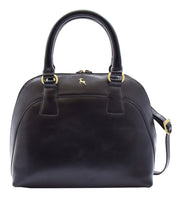 Womens Cowhide Leather Handbag Doctor-style Hobo Bag Ellie Black