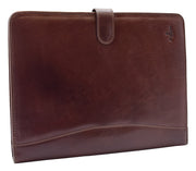Italian Leather Conference Folder Brown A4 Writing Pad Underarm Bag Enzo 3