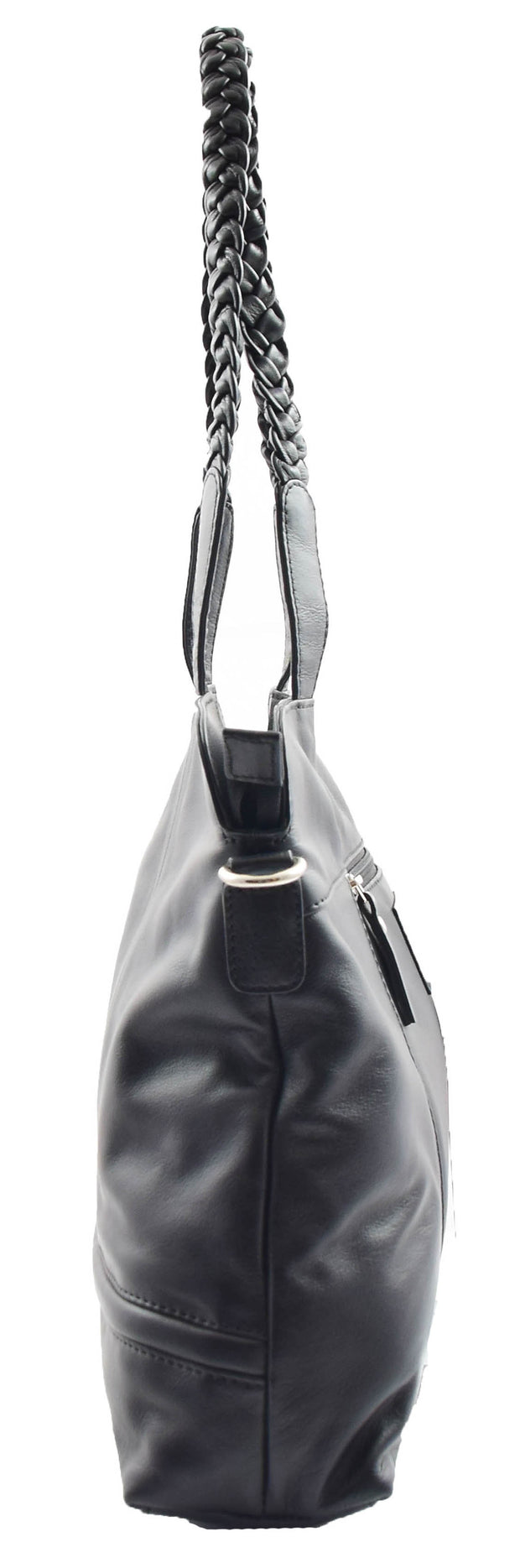 Womens Real Black Leather Bag Top Handle Shoulder Handbag Karen