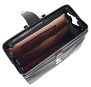 Italian Leather Doctors Briefcase Business Professionals Gladstone Bag Black - Djoser 3