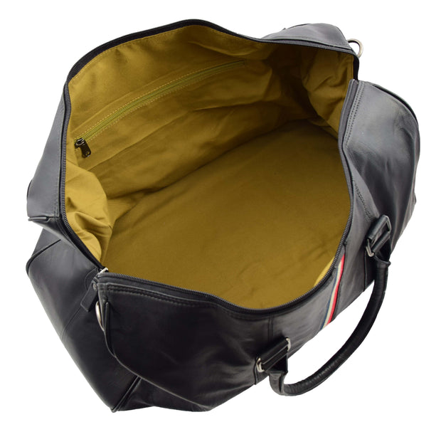 Genuine Leather Holdall Sports Weekend Travel Duffle Bag Miami Black 3