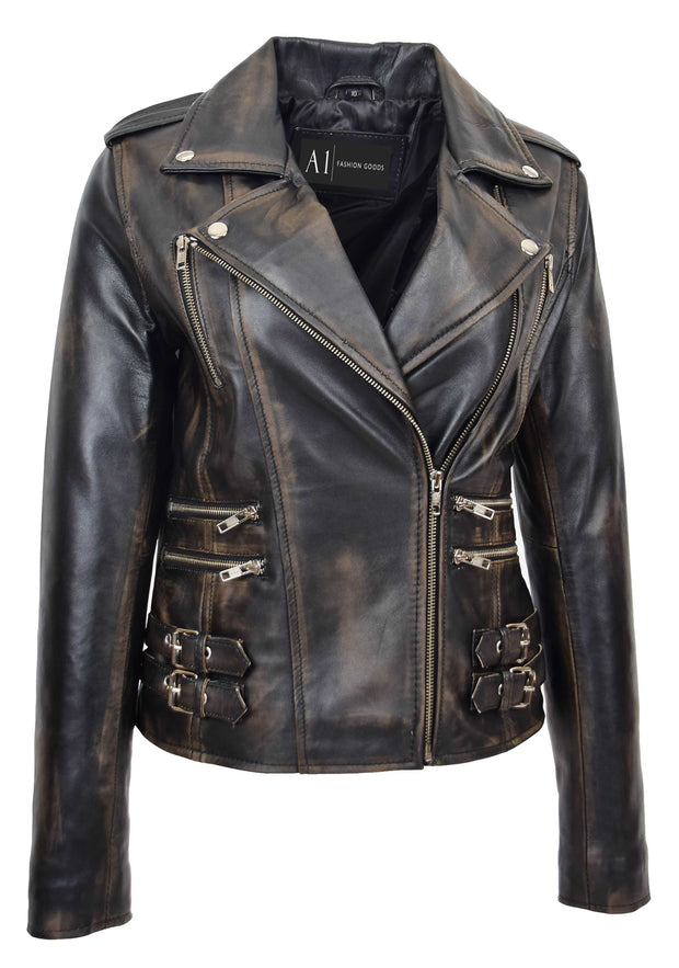 Womens Trendy Biker Leather Jacket Beyonce Rub Off 4