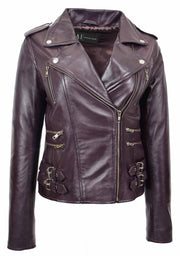 Womens Trendy Biker Leather Jacket Beyonce Purple