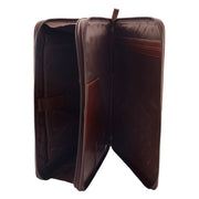 Real Brown Leather Folio Case Tablet A4 Document Underarm Conference Bag Ben Open 3